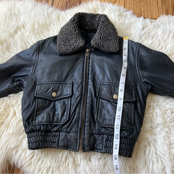 Danier Leather Bomber Jacket Removable Sherpa Collar Size 5 - Picture 8 of 11